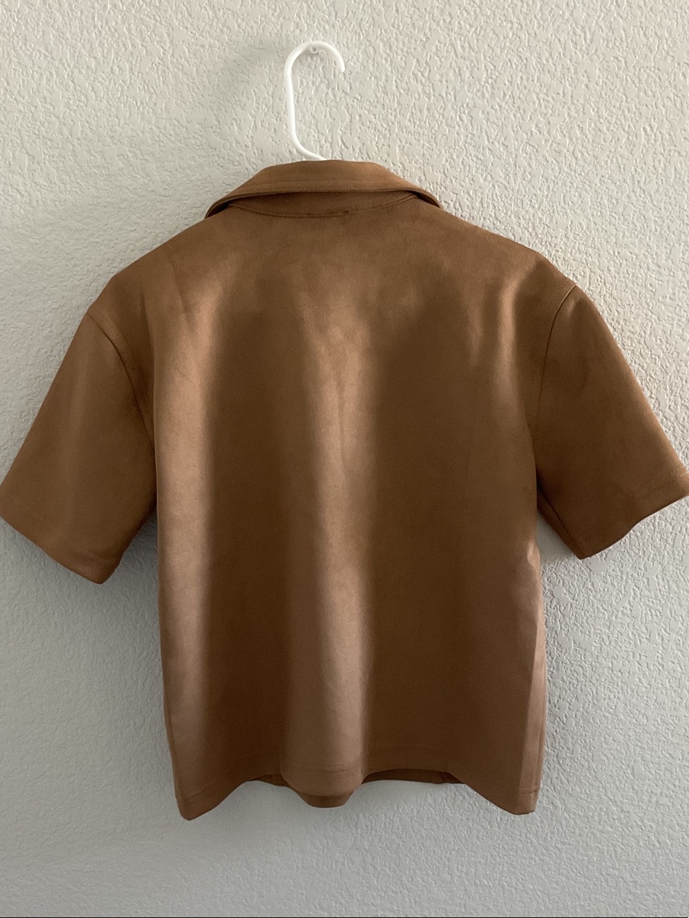 Ann Taylor Factory Brown Suede Short-Sleeve Top - Picture 3 of 3